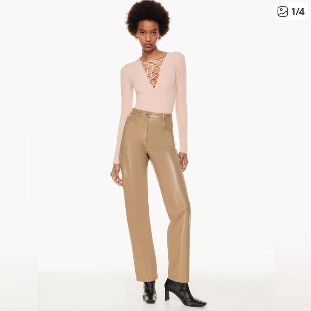 Aritzia Melina Pants Saville (Camel) Vegan Leather‎ size 2